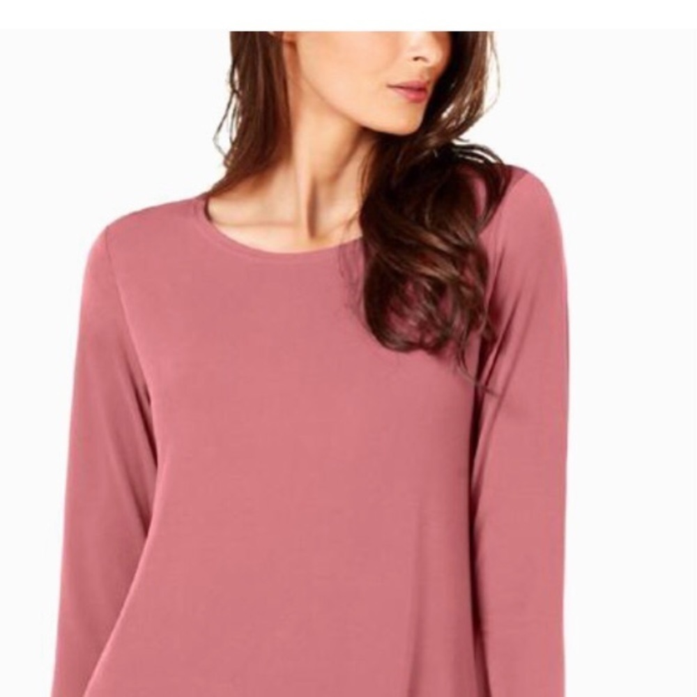 NWT Alfani Round Neck Asymmetric Dusty Rose Blouse